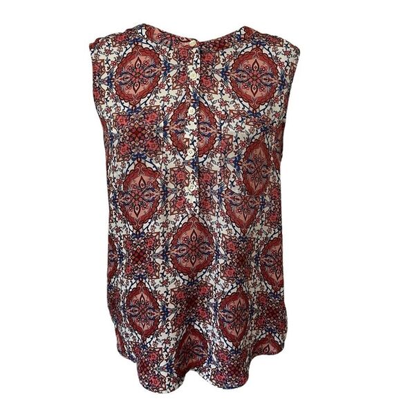 Loft Paisley Print Tank Top w/ Button Collar and Front Pockets. Sz M. Great Cond - Picture 2 of 11
